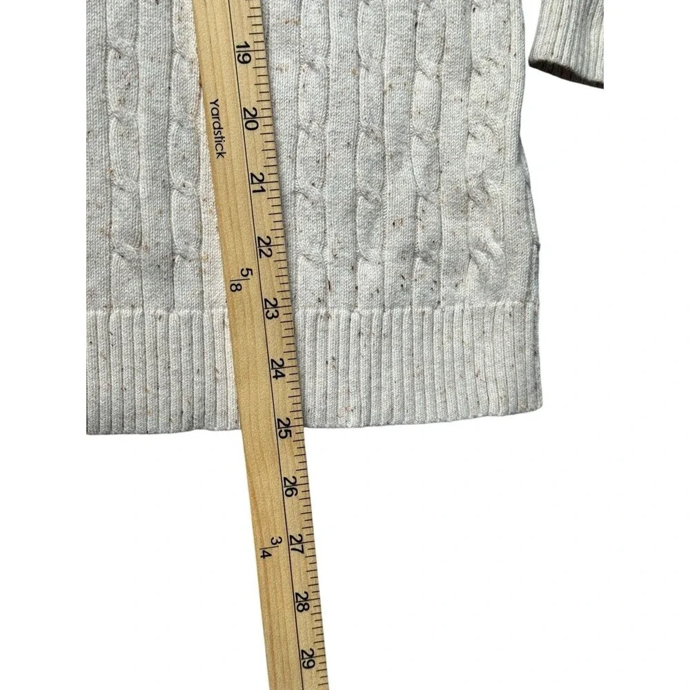 Croft & Barrow Women’s 2X Beige Speckled Cable Knit V-Neck Sweater Long Sleeve